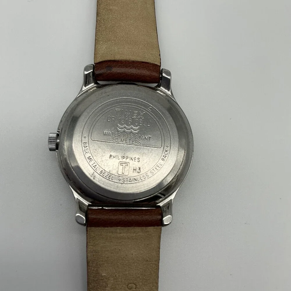 Timex Indiglo WR 50M Womens Watch 28mm Blue Dial Brown Leather New Battery
